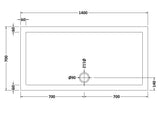 1400 x 700mm White Slimline Rectangular Shower Tray