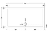 1400 x 760mm White Slimline Rectangular Shower Tray