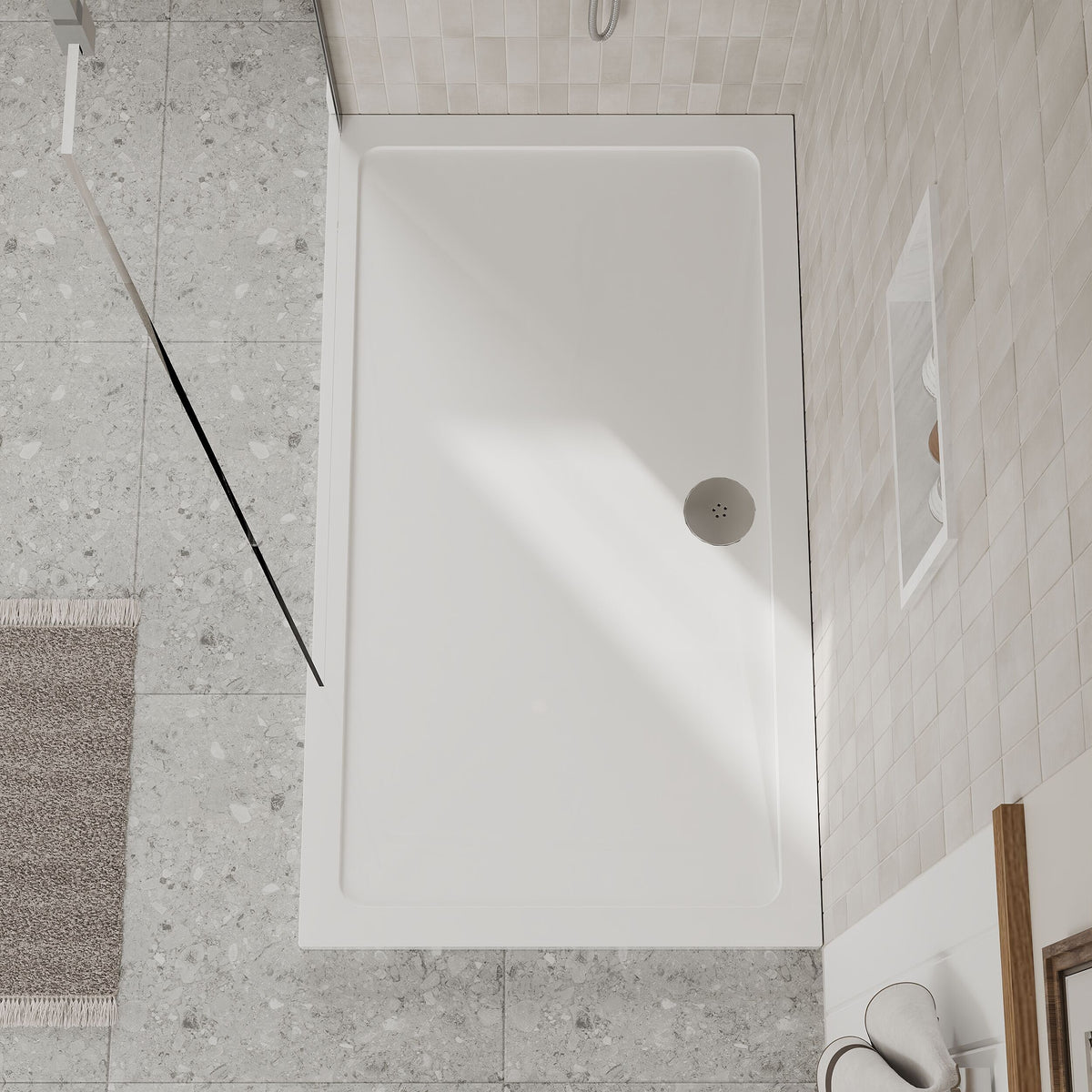 1400 x 800mm White Slimline Rectangular Shower Tray