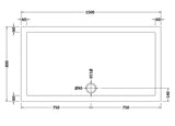 1500 x 800mm White Slimline Rectangular Shower Tray