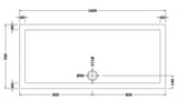 1600 x 700mm White Slimline Rectangular Shower Tray