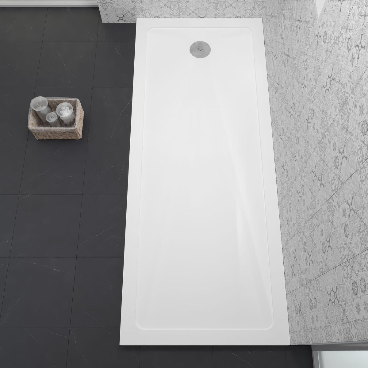 1700 x 700mm White Slimline Bath Replacement  Shower Tray