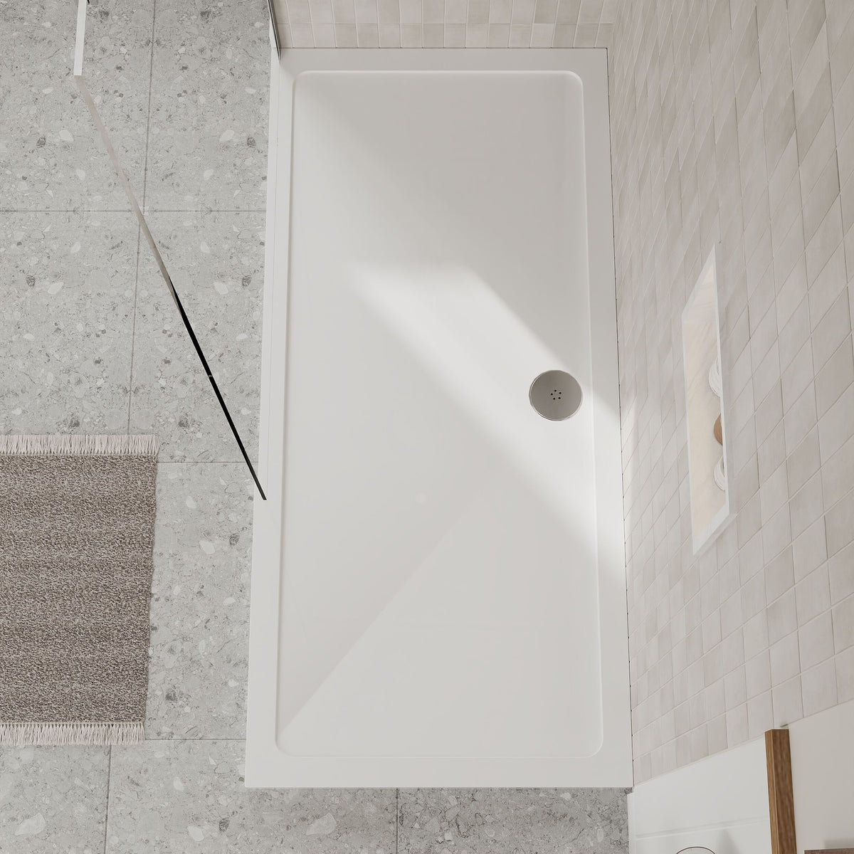 1700 x 800mm White Slimline Rectangular Shower Tray