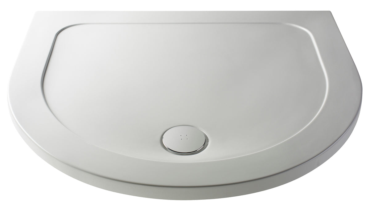 1050mm White Slimline D shape Shower Tray