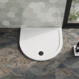 1050mm White Slimline D shape Shower Tray