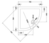 700mm White  Slimline Quadrant Shower Tray