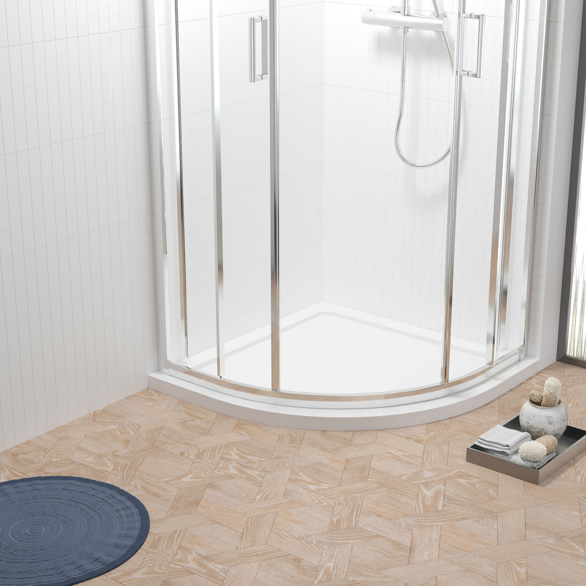 800mm White Slimline Quadrant Shower Tray