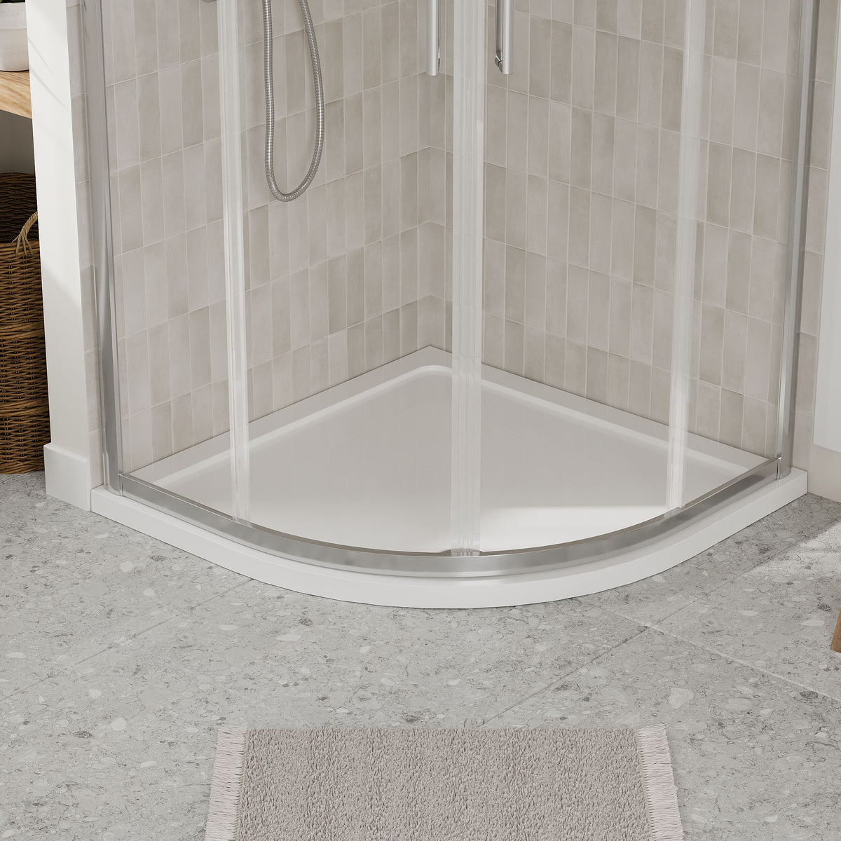 900mm White Slimline Quadrant Shower Tray