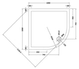 1000mm White Slimline Quadrant Shower Tray