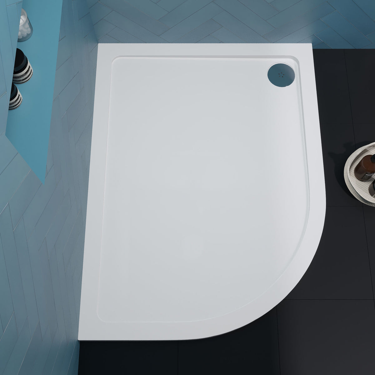 1200 x 900mm  White Slimline Left Hand Offset Quadrant Shower Tray