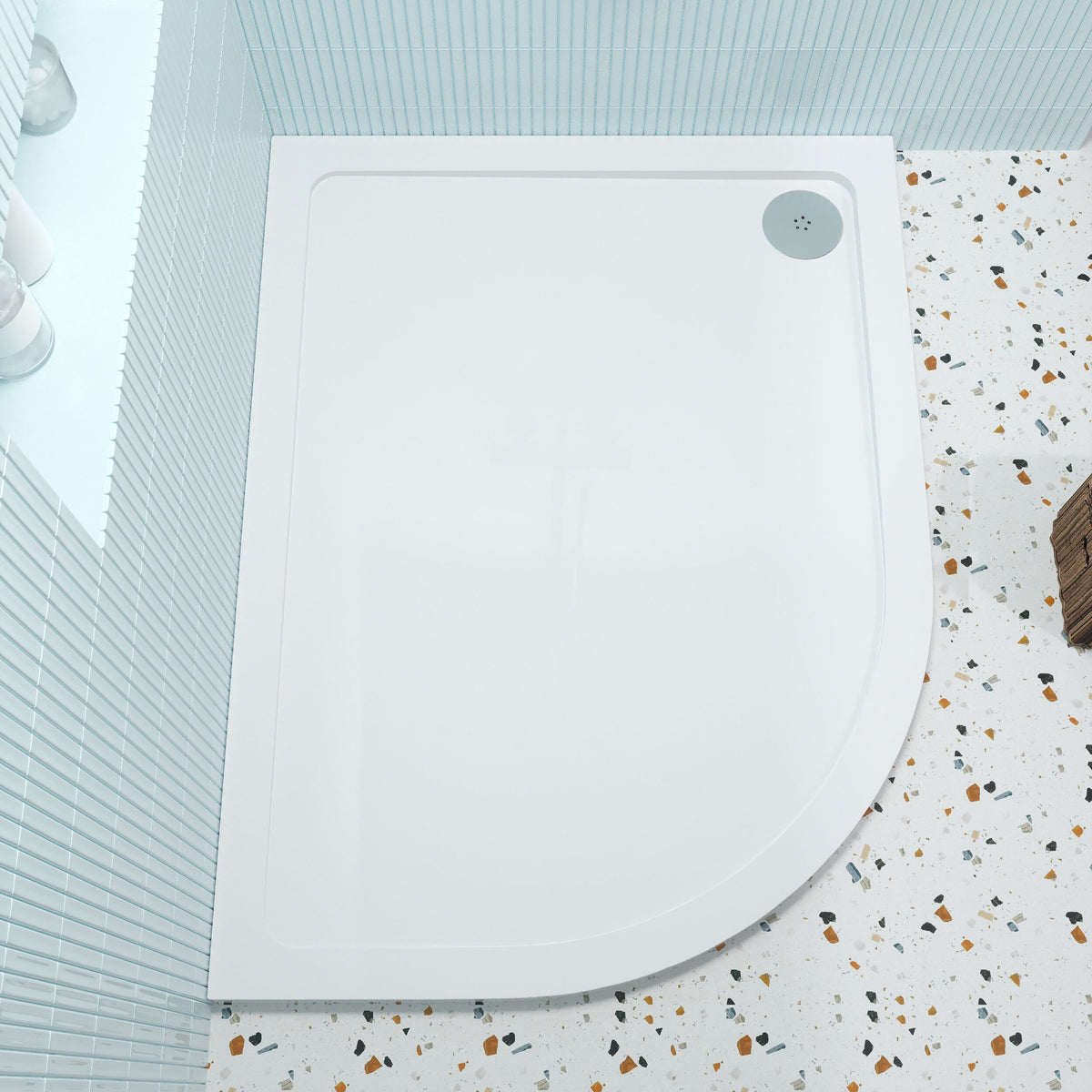 1200 x 900mm  White Slimline Right Hand Offset Quadrant Shower Tray
