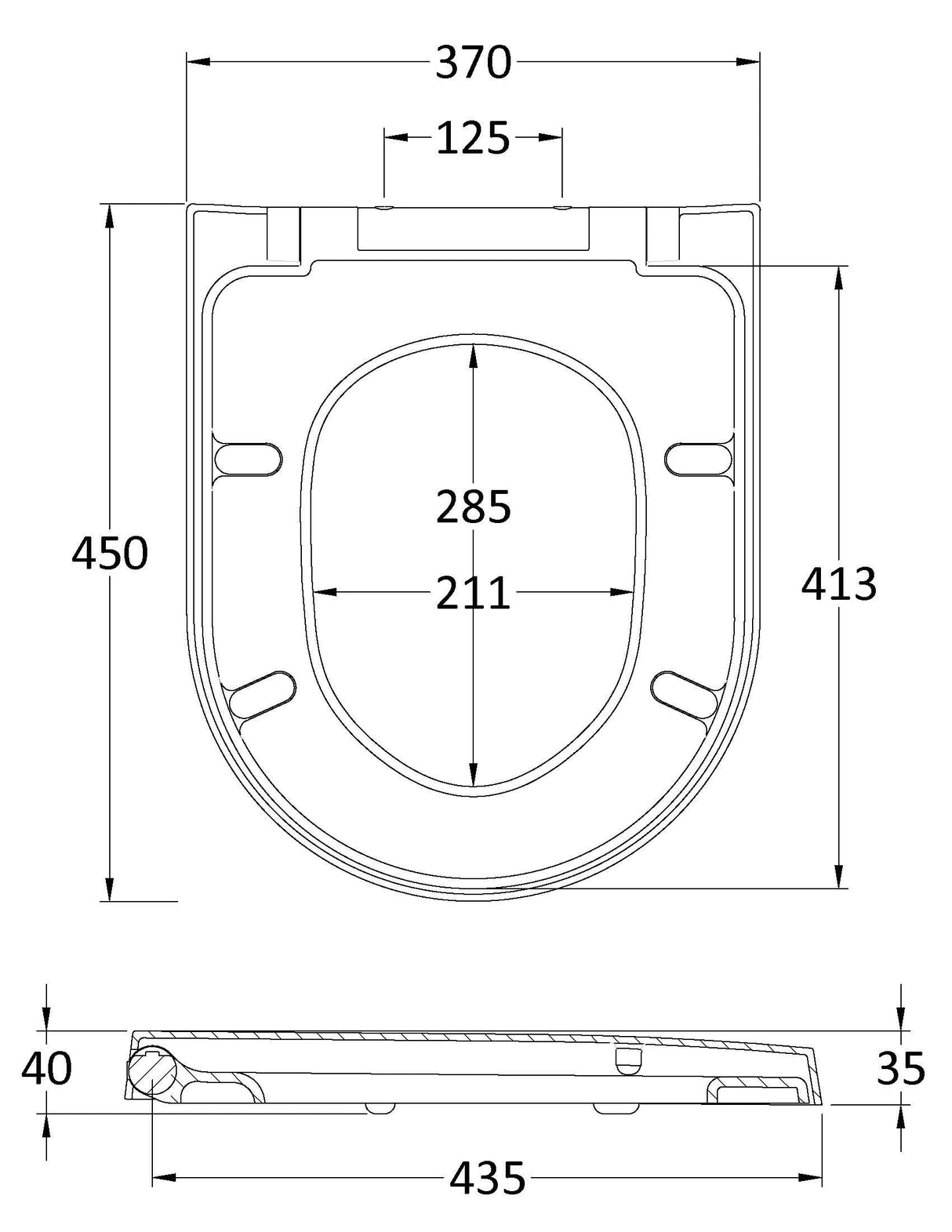 Gloss White D-Shaped Soft Close Toilet Seat With Quick Release Hinge