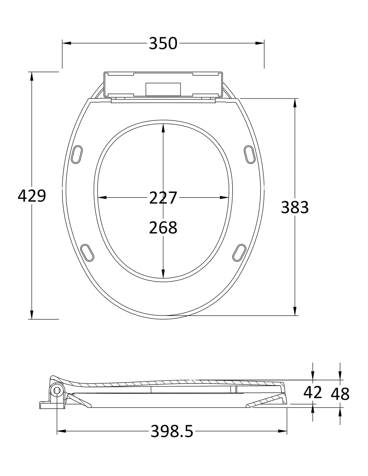 Modern Splash White Round Soft Close Toilet Seat With Bottom Fix Hinge