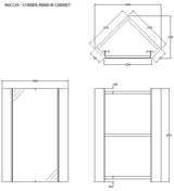 Modern Splash 324mm Gloss White Wall Hung Corner Mirror Cabinet