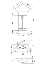 Modern Splash 400mm Gloss White Floor Standing 2 Door Corner Vanity Unit With Ceramic Basin