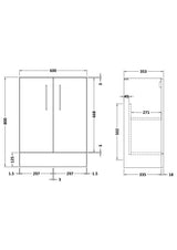 Modern Splash Arno 600mm Gloss White 2 Door Vanity Unit