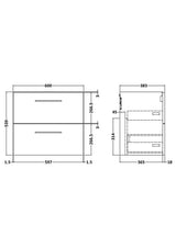 Modern Splash Arno 600mm Gloss White 2 Drawer Wall Hung Vanity Unit