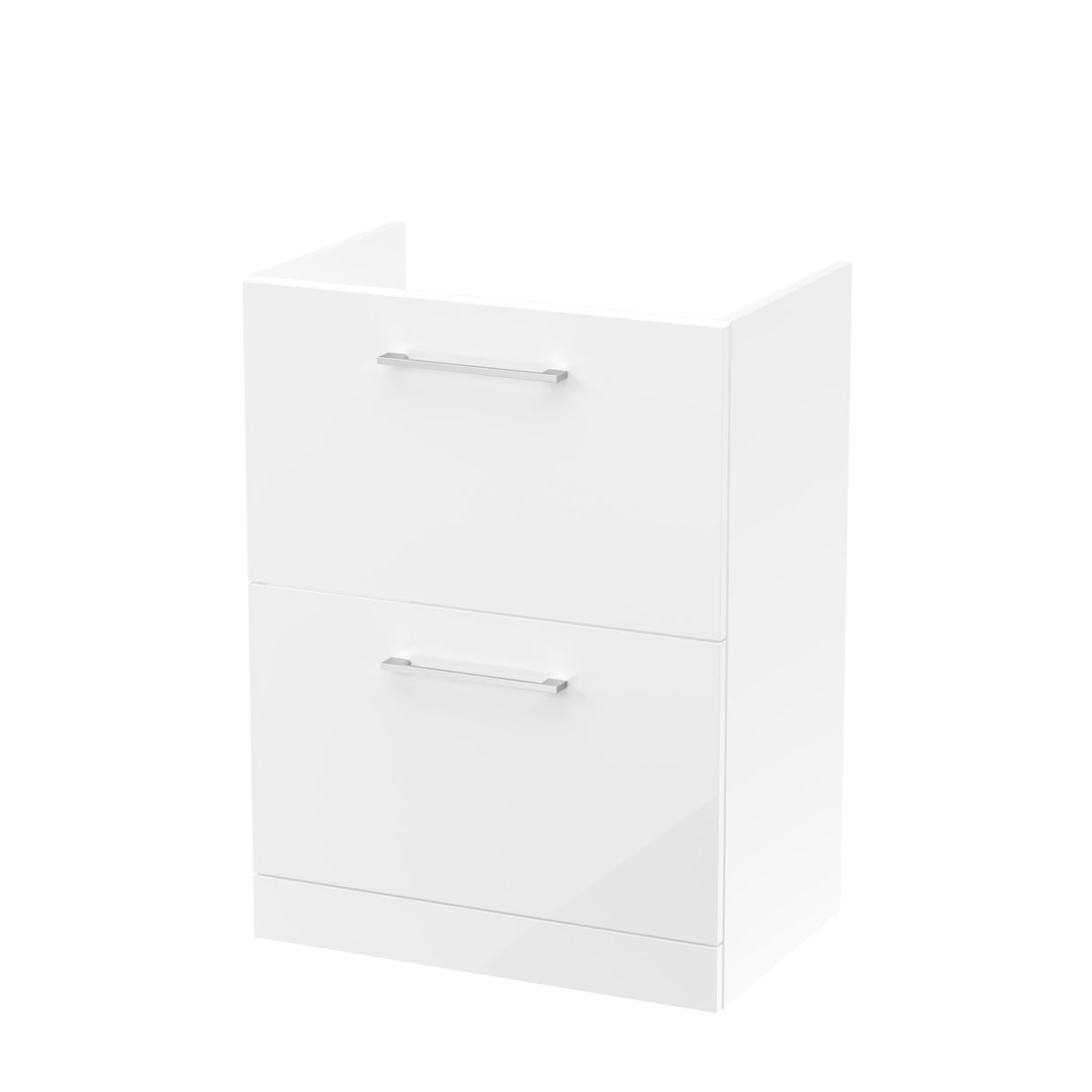 Modern Splash Arno 600mm Gloss White 2 Drawer Floor Standing Vanity Unit