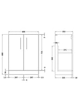 Modern Splash Arno 600mm Soft Black 2 Door Floor Standing Vanity Unit