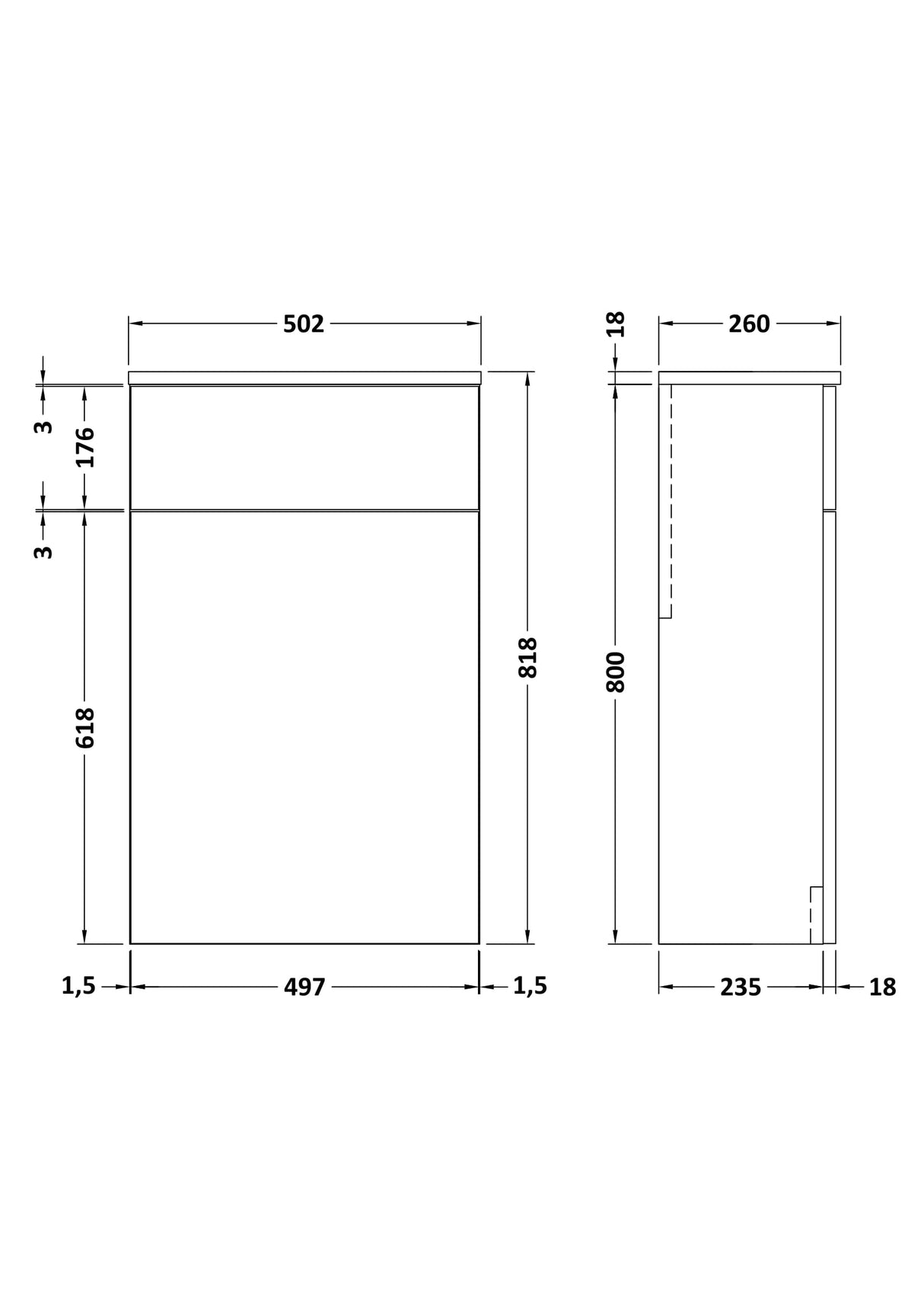 Modern Splash Arno 500mm Gloss White Floor Standing WC Unit