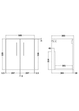 Modern Splash Arno 500mm Soft Black 2 Door Wall Hung Vanity Unit