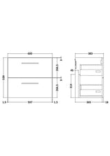 Modern Splash Arno 600mm Soft Black 2 Drawer Wall Hung Vanity Unit