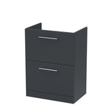 Modern Splash Arno 600mm Soft Black 2 Drawer Floor Standing Vanity Unit
