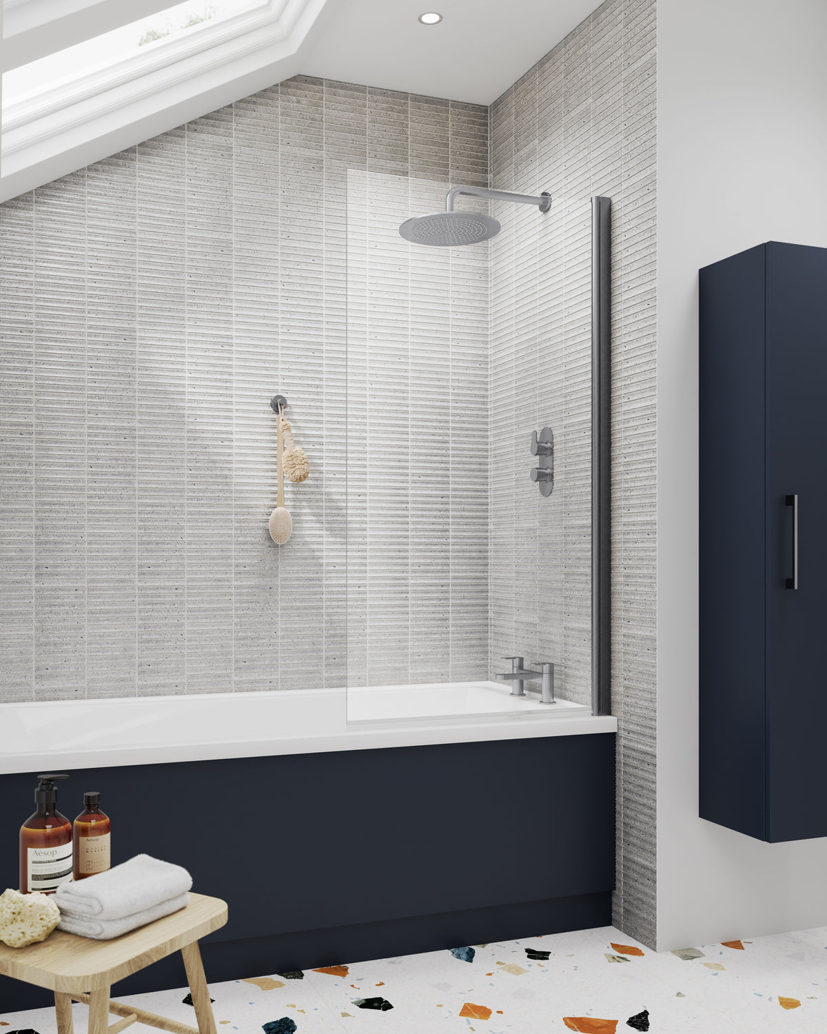 Modern Splash 300mm Midnight Blue Wall Hung Tall Cabinet