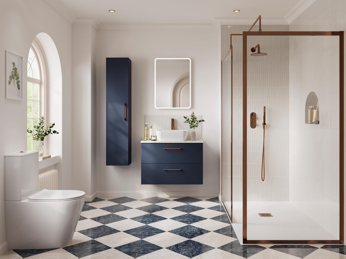Modern Splash 300mm Midnight Blue Wall Hung Tall Cabinet
