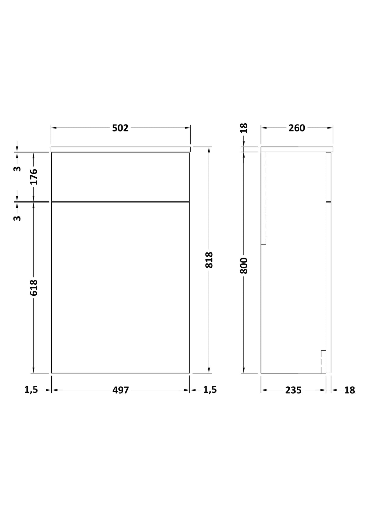 Modern Splash 500mm Bleached Oak Floor Standing WC Unit