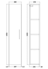 Modern Splash 300mm Charcoal Black Wall Hung Tall Cabinet