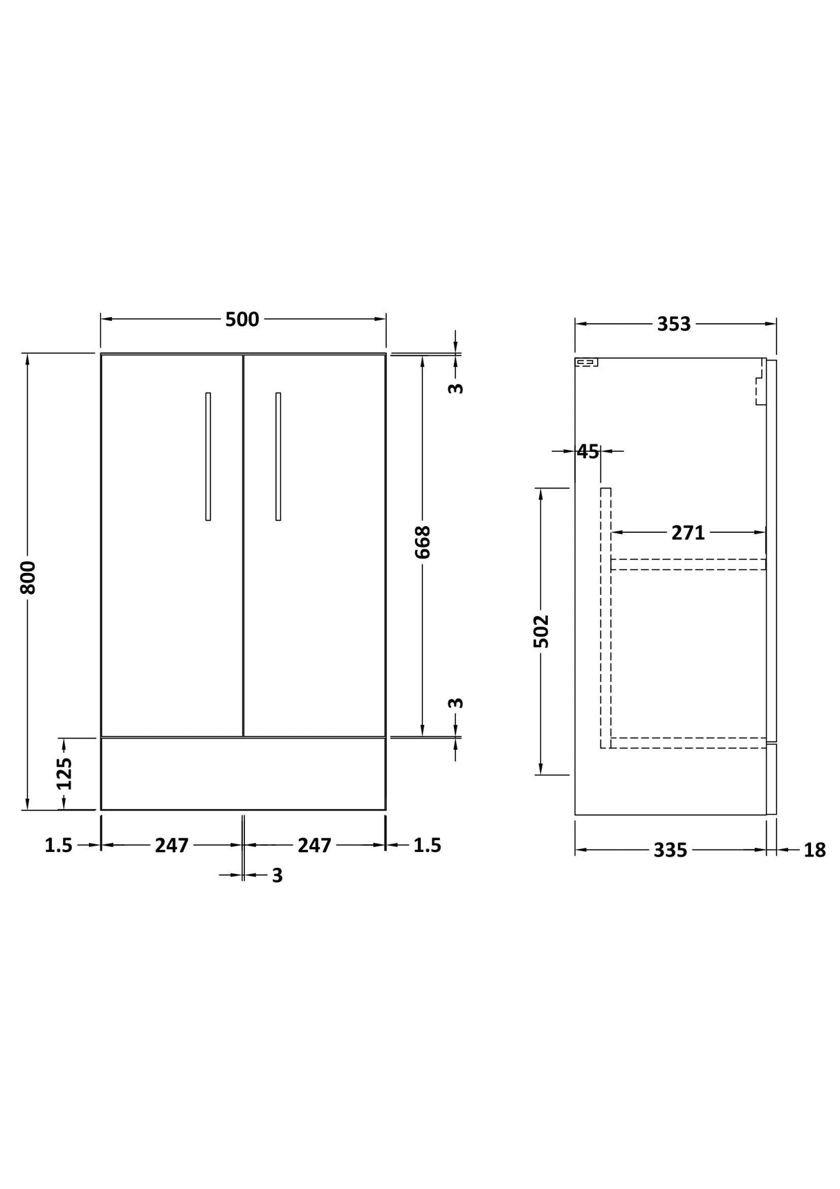 Modern Splash Arno 500mm Satin Green 2 Door Floor Standing Vanity Unit