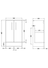 Modern Splash Arno 500mm Satin Green 2 Door Floor Standing Vanity Unit