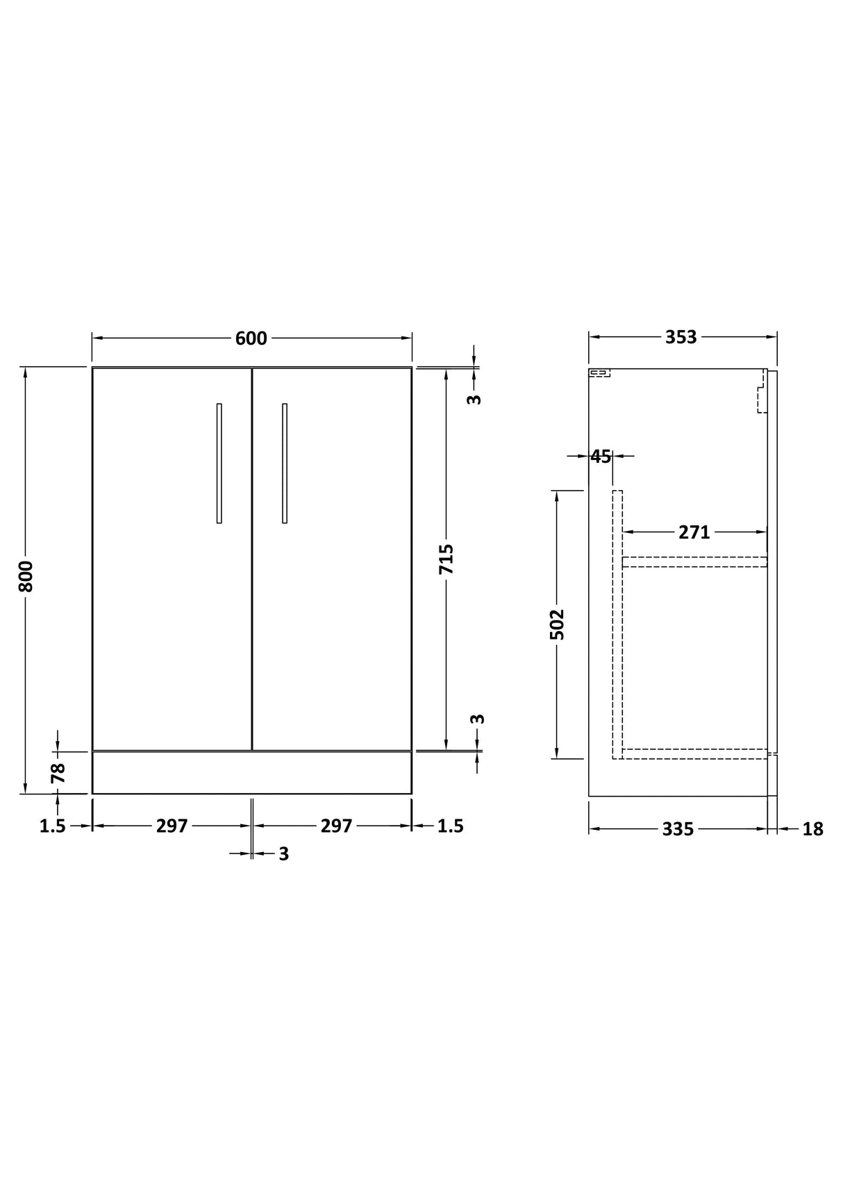 Modern Splash Arno 600mm Satin Green 2 Door Floor Standing Vanity Unit