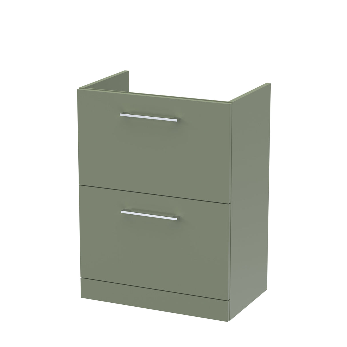 Modern Splash Arno 600mm Satin Green 2 Drawer Floor Standing Vanity Unit
