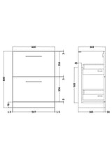 Modern Splash Arno 600mm Satin Green 2 Drawer Floor Standing Vanity Unit