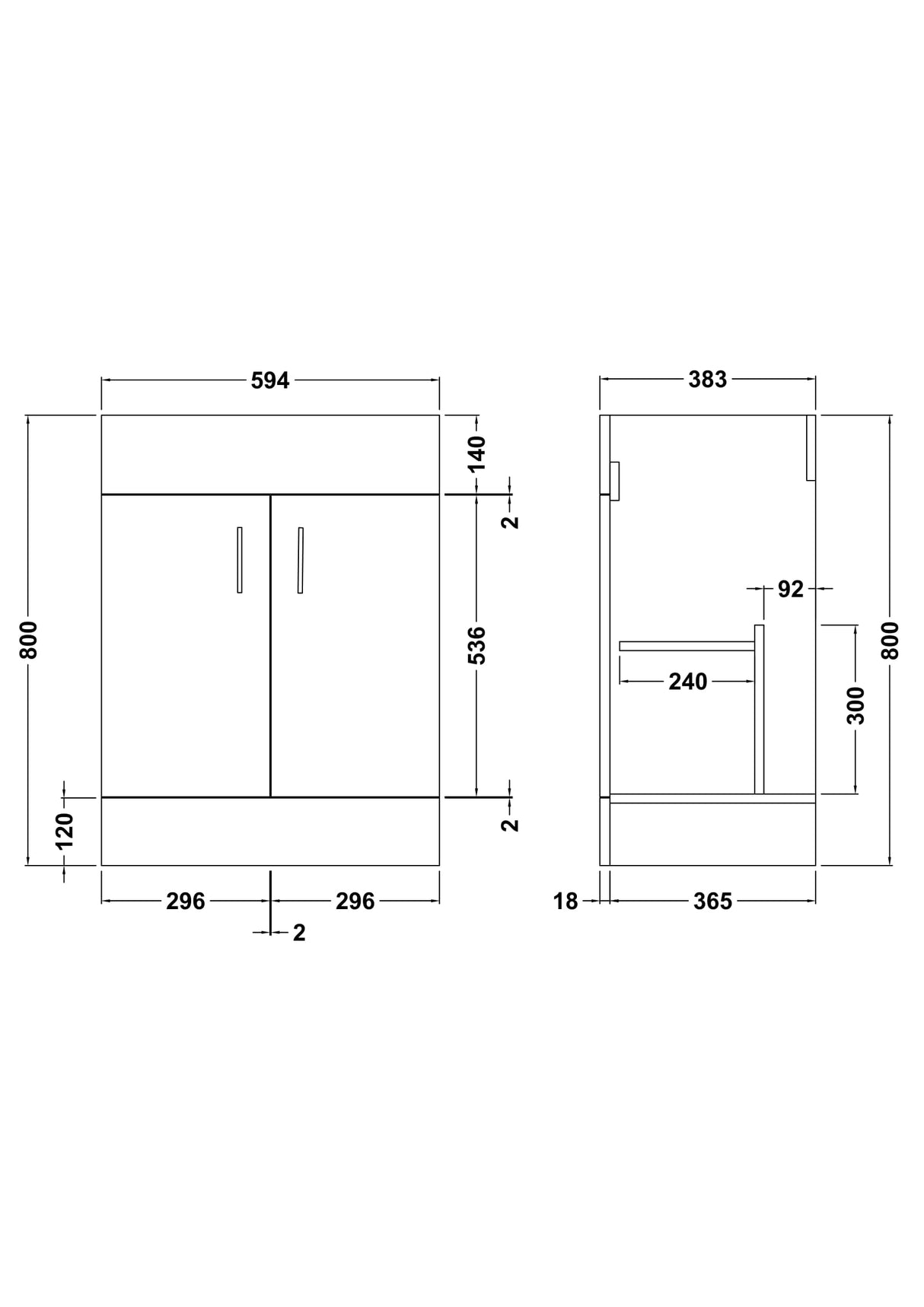 Modern Splash Eden 600mm White Floor Standing Vanity Unit