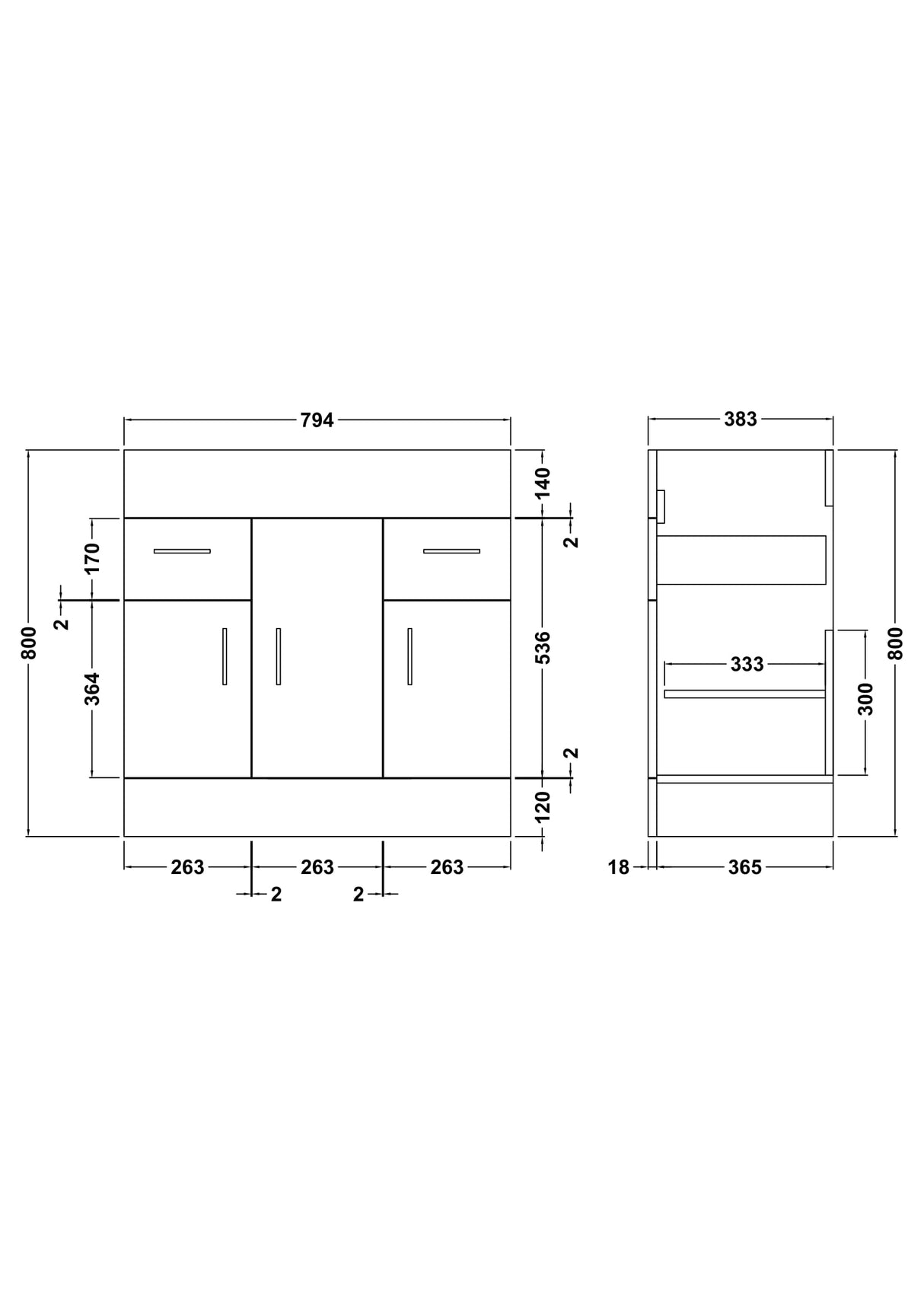 Modern Splash Eden 800mm White Floor Standing Vanity Unit