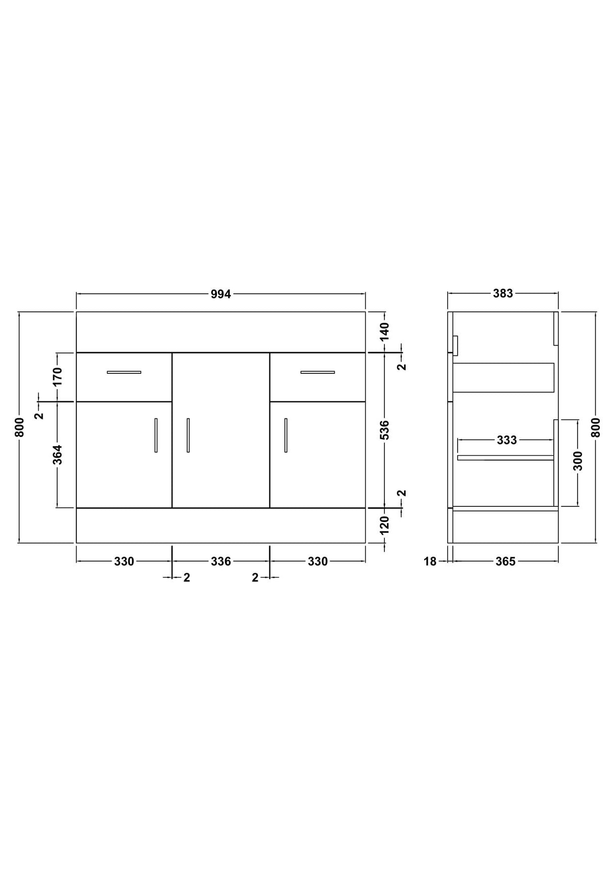 Modern Splash Eden 1000mm White Floor Standing Vanity Unit