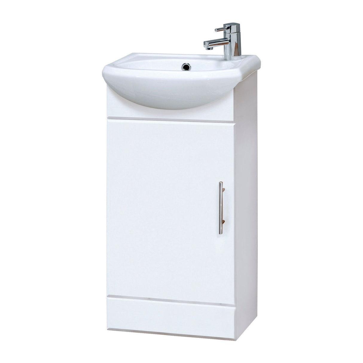 Modern Splash Mayford 400mm Gloss  White Floor Standing 1 Door Cloakroom Vanity Unit With Ceramic Basin