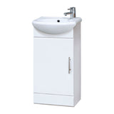 Modern Splash Mayford 400mm Gloss  White Floor Standing 1 Door Cloakroom Vanity Unit With Ceramic Basin