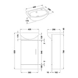 Modern Splash Mayford 400mm Gloss  White Floor Standing 1 Door Cloakroom Vanity Unit With Ceramic Basin