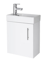 Modern Splash Vault 400mm Gloss White Wall Hung 1 Door Compact Vanity Unit With Ceramic Basin