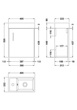 Modern Splash Vault 400mm Gloss White Wall Hung 1 Door Compact Vanity Unit With Ceramic Basin