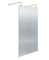 Modern Splash 1000mm Brushed Brass Fluted Wetroom Screen With Arms And Feet