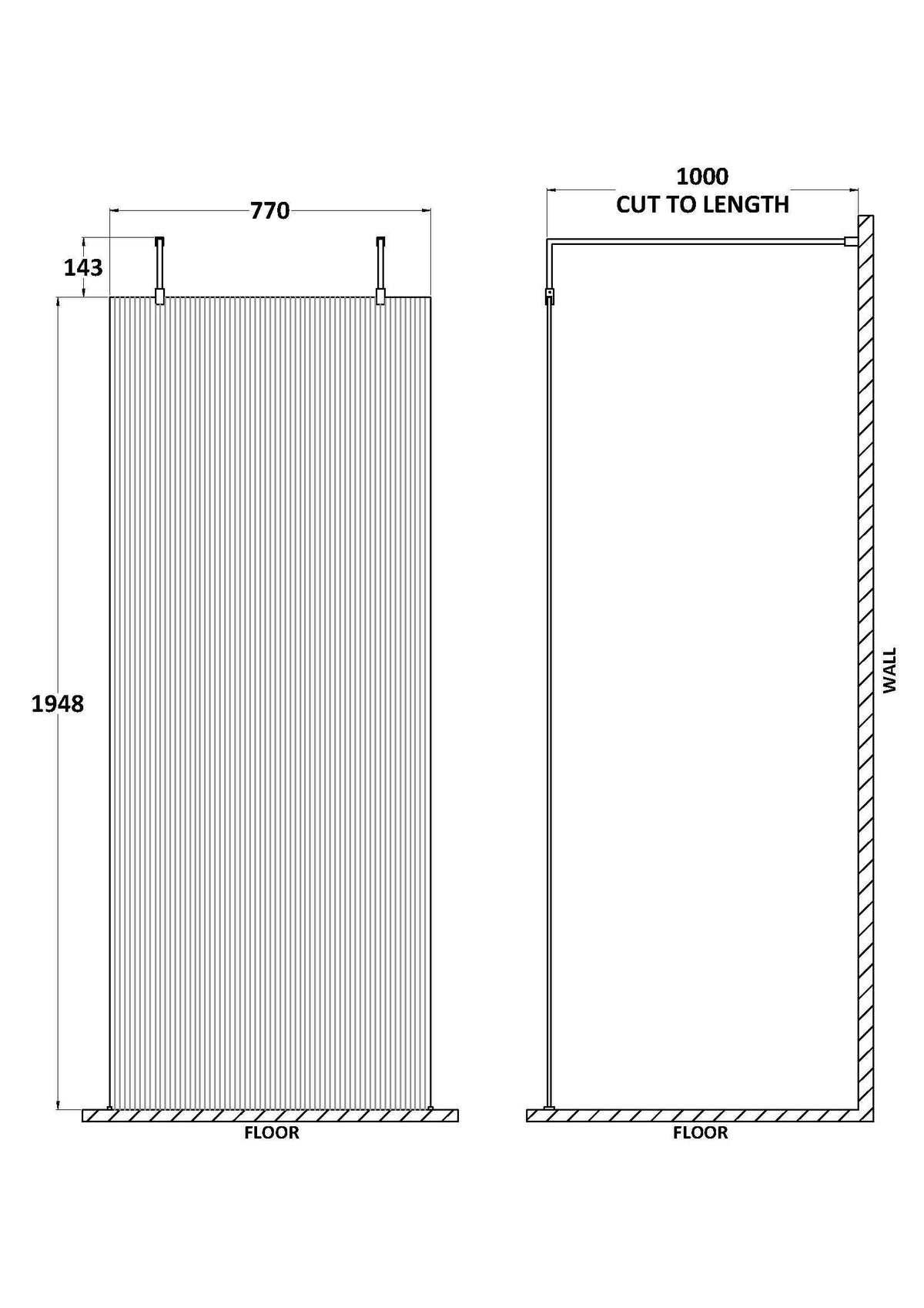 Modern Splash 760mm Chrome Fluted Wetroom Panel