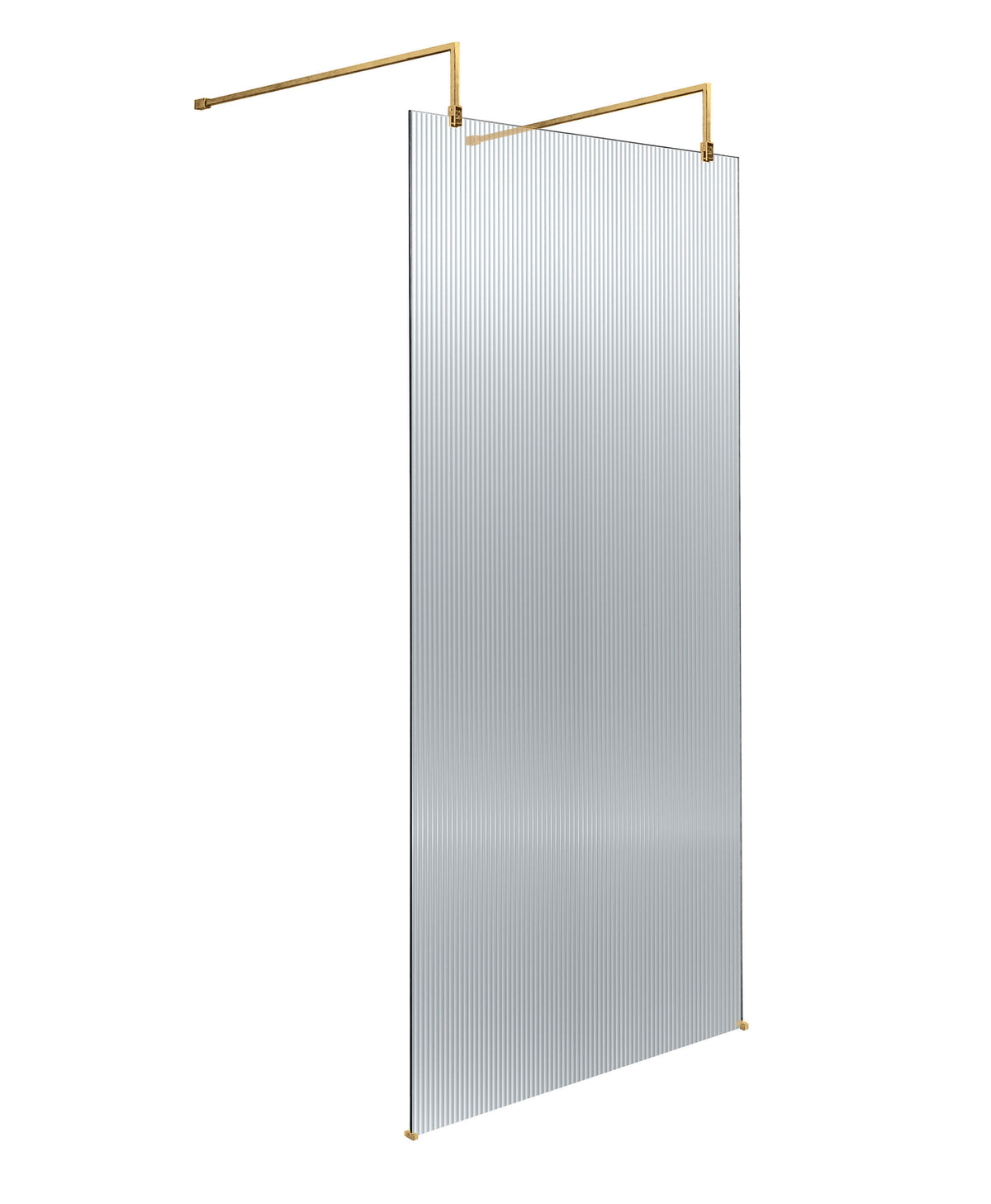 Modern Splash 900mm Brushed Brass Fluted Wetroom Screen With Arms And Feet