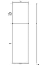 Modern Splash 760mm Matt Black Wetroom Panel 8mm Glass With Ceiling Poles