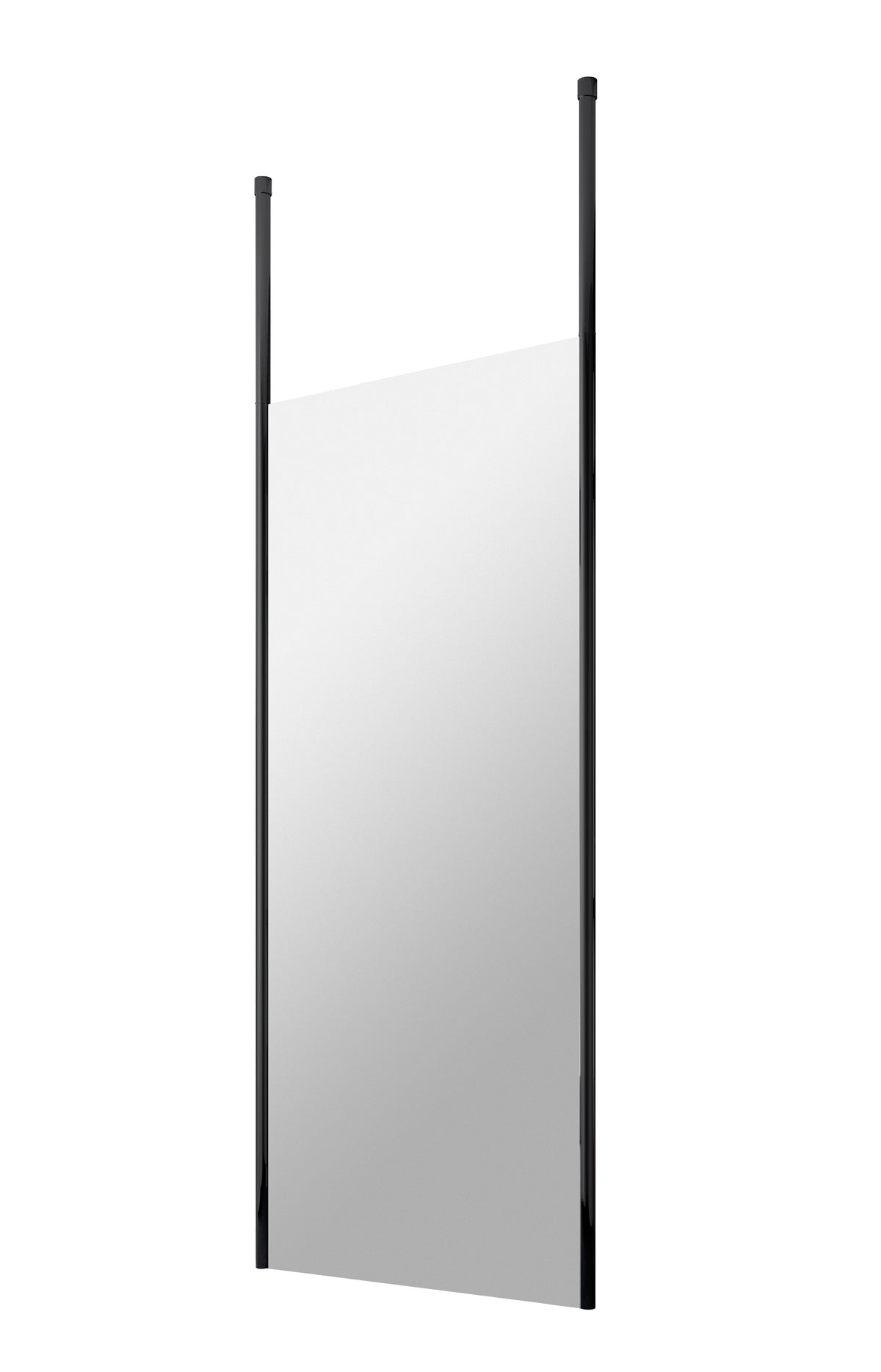 Modern Splash 800mm Matt Black Wetroom Panel 8mm Glass With Ceiling Poles