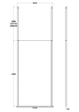 Modern Splash 1000mm Matt Black Wetroom Panel 8mm Glass With Ceiling Poles